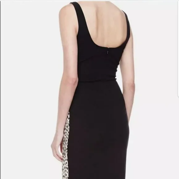 DVF Diane von Furstenberg Arianna Leopard Sheath Dress Black/Caramel Sz 4 - Picture 4 of 10